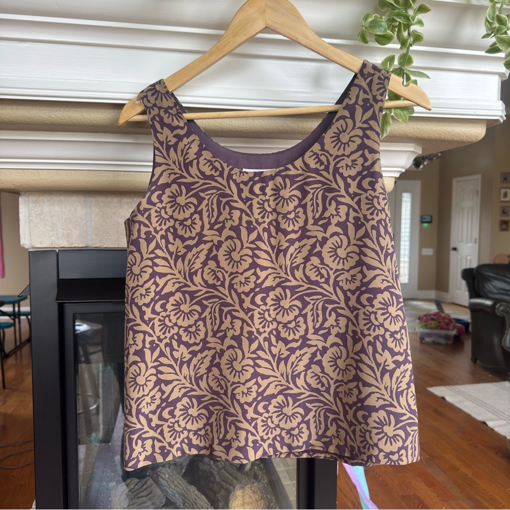 Vintage Doncaster Silk Purple Printed Tank Top Small
